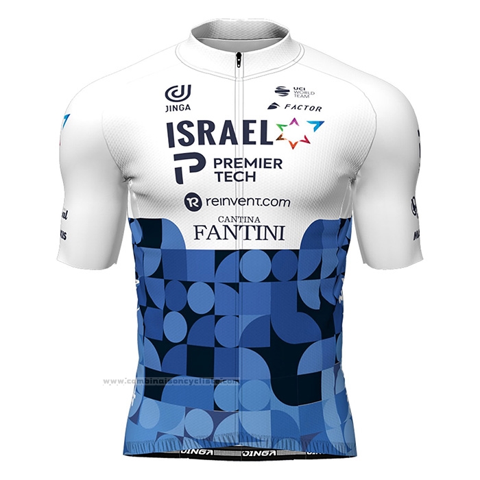 2022 Maillot Cyclisme Israel Cycling Academy Bleu Blanc Manches Courtes et Cuissard